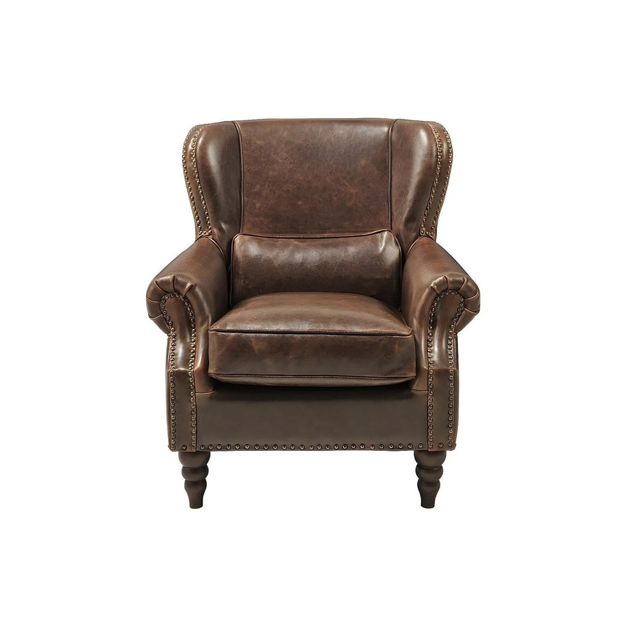 Vente-unique Sessel Edouard in Schokobraun mit gerader Rückenlehne und Rindsleder im Vintage-Look, Breite: 80 cm, Höhe: 90 cm, Tiefe: 85 cm - Bild 2