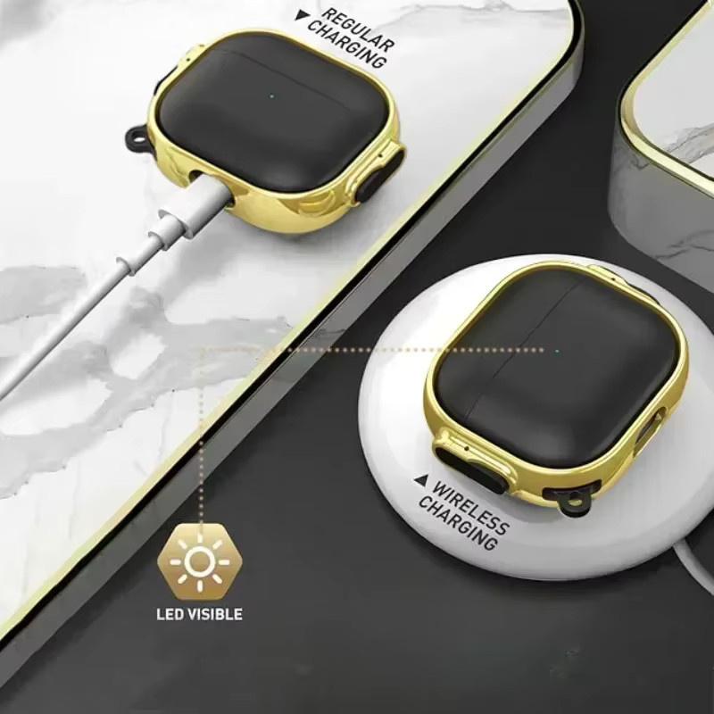 Schutzhülle für Apple AirPods 4 und AirPods Pro 2, Anti-Drop Case in Schwarz und Gold - Bild 4