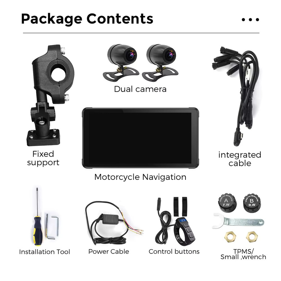 NaviFly 5,5 Zoll Motorrad-Bildschirm mit kabellosem CarPlay, GPS-Navigation, Android-Unterstützung und TPMS, wasserdicht, Schwarz - Bild 3