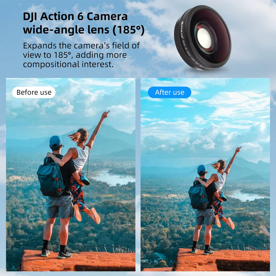 PULUZ 180 Grad Ultra-Weitwinkel-Glaslinse für DJI Osmo Action 6 in Schwarz - Bild 6