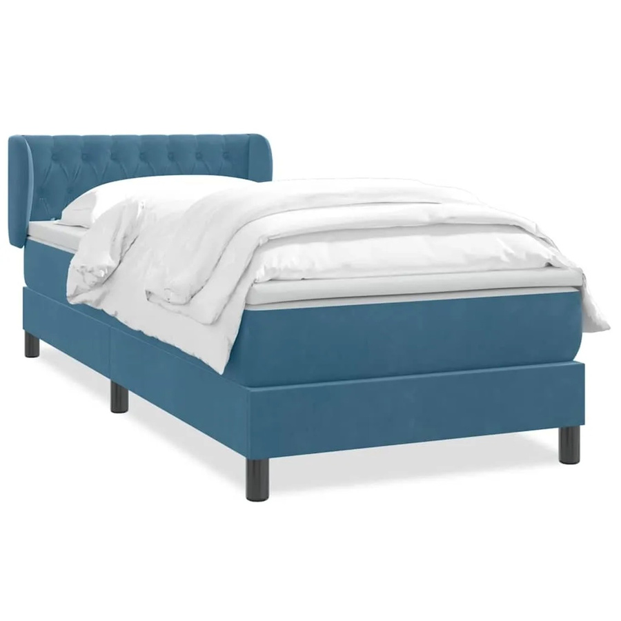 vidaXL Boxspringbett mit Matratze in Dunkelblau aus Samt, Hybridbett mit Taschenfederkern, B/T/H: 80 x 220 x 78 cm - Bild 2
