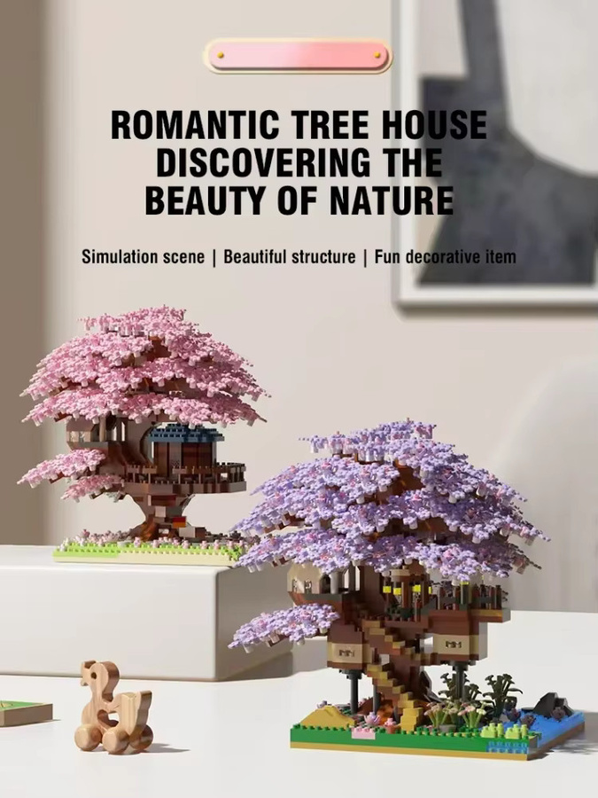 CONUSEA Mini Sakura Baum Haus Bausteine, mit Lichtern, Bunt / Mehrfarbig - Bild 6