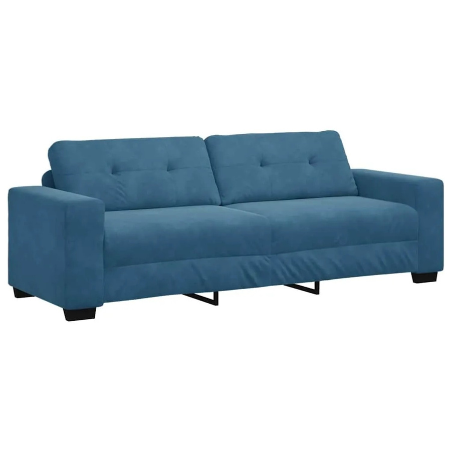 vidaXL Modernes Samtsofa in Blau mit Kissen und Armlehnen B: 221 cm, H: 78 cm, T: 80 cm - Bild 2