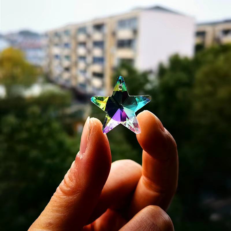 10 Stück K9 Kristall Stern Anhänger in AB Farbe, bunte geometrische Glasanhänger für Schmuck und Dekoration, Durchmesser: 26 mm - Bild 3