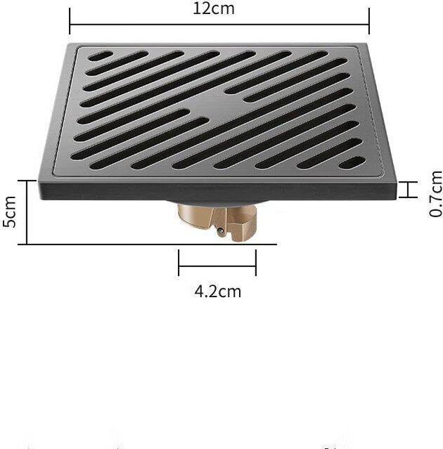 CHENDU Bodenablauf aus Messing in Grau und Schwarz mit Kupfer-Optik, Breite: 12 cm, Tiefe: 12 cm - Bild 1