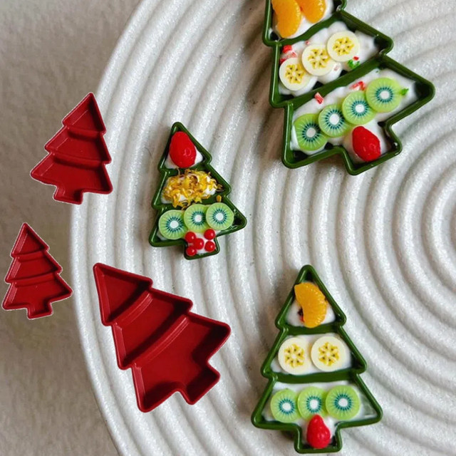 Mini Weihnachten Baum Obst Platte Dessert Mahlzeit Platte, Puppenhaus Miniatur Dekoration DIY Zubehör, 1-teiliges Set - Bild 1