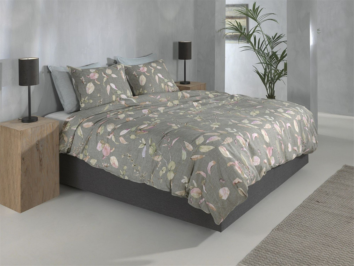 Zo! Home Cotton Bettwäsche Sambuco Green mit floralem Naturmuster in Grün, Sand und Pink, B/H: 155 x 220 cm mit Kissenbezug 80 x 80 cm - Bild 1