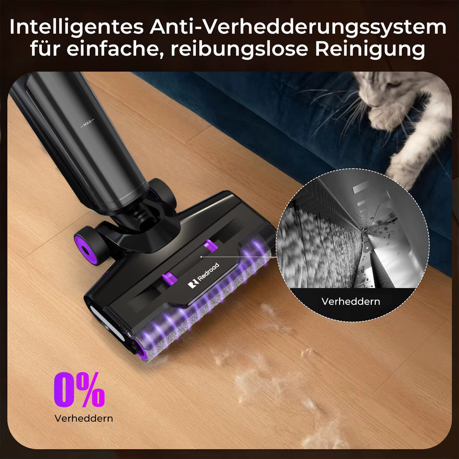Redroad H15 Intelligenter 3-in-1 Kabelloser Nass-Trocken-Staubsauger und Bodenwischer mit Selbstreinigung in Schwarz und Lila - Bild 5