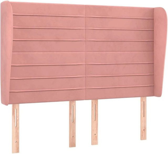 vidaXL Kopfteil mit Ohren in Rosa aus Samt, B/T/H: 147 x 23 x 128 cm - Bild 1