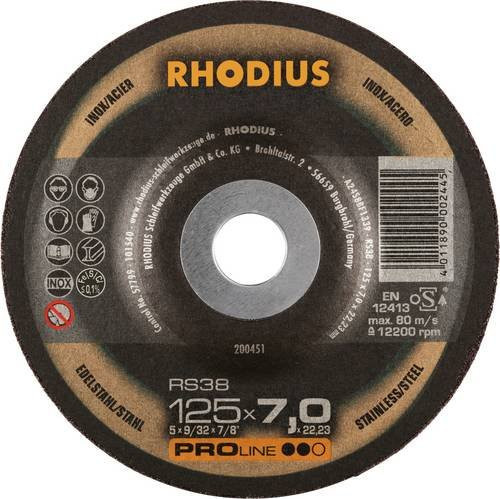 Rhodius RS38 Schruppscheibe für Edelstahl und Stahl, Silber, 25 Stück - Bild 1