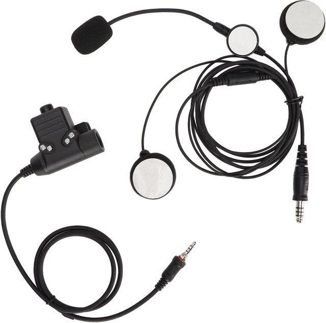 OutsideWorld Helm-Headset Stereo-bilaterale Motorradkopfhörer mit U94 PTT und 3,5 mm Klinkenstecker in Schwarz für Yaesu Vertex VX-6R - Bild 1