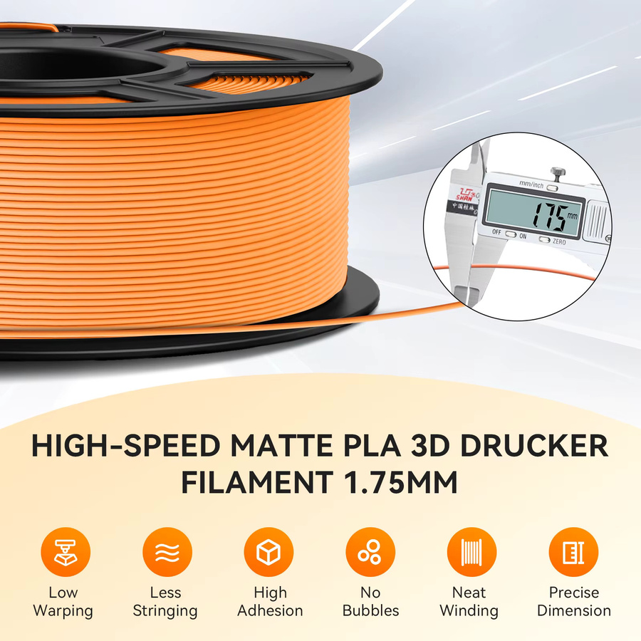 JAYO High Speed Matte PLA Filament Set für FDM 3D-Drucker, 5 Rollen in gemischten Farben, Durchmesser: 1,75 mm - Bild 1