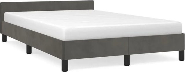 vidaXL Bettgestell mit Kopfteil aus Samt in Dunkelgrau, B/T/H: 120 x 200 cm - Bild 1