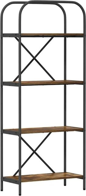 vidaXL Bücherregal in Geräucherte Eiche und Schwarz, modernes Standregal aus Holz und Metall, B/T/H: 60 x 30 x 146 cm - Bild 1