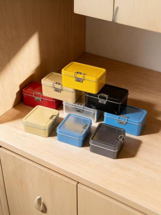 Weiße Aufbewahrungsbox aus Weißblech mit Deckel für Zuhause und Büro - Bild 3