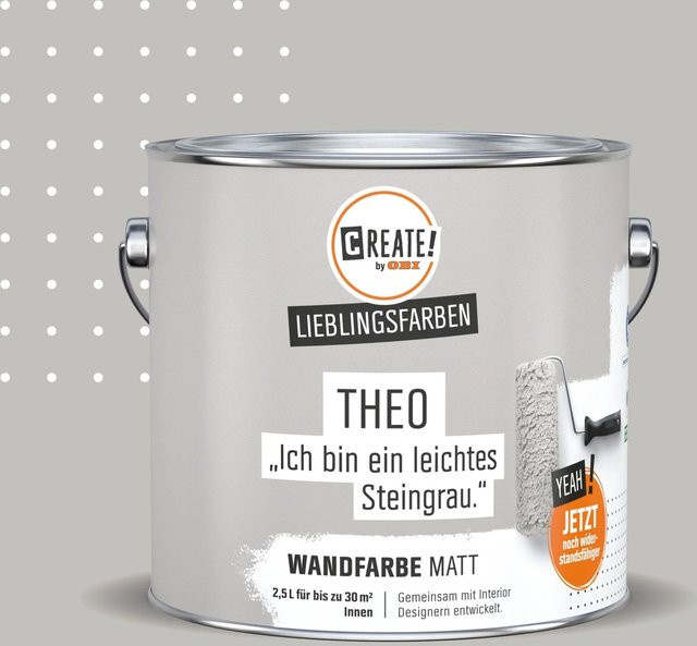 CREATE! by OBI Wandfarbe Lieblingsfarbe Theo Steingrau Matt, 2,5 l - Bild 1