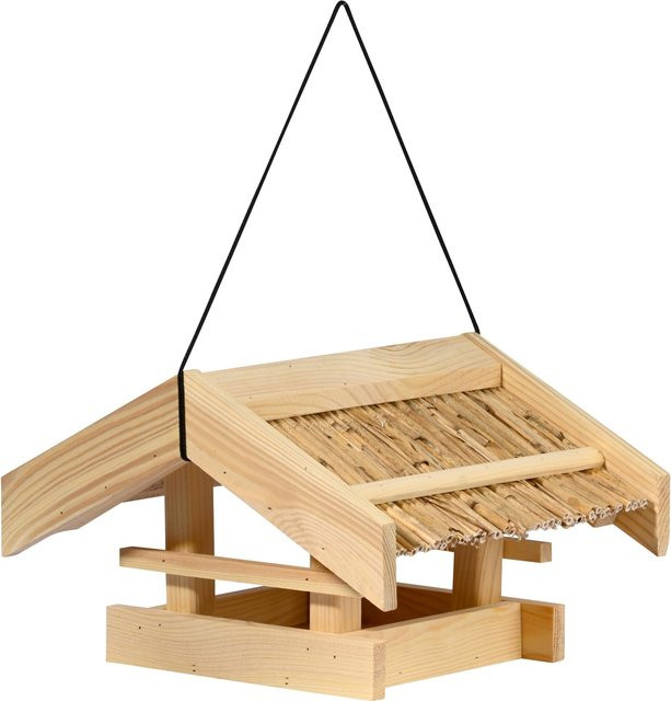 dobar Vogelfutterhaus Torshavn mit Schilfdach in Natur, hängend - Bild 1