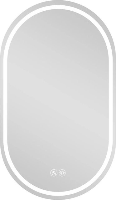 PXloue LED Badezimmerspiegel Oval Rahmenlos mit Front- und Backlight, Silberfarben, B: 60 cm, H: 90 cm - Bild 1