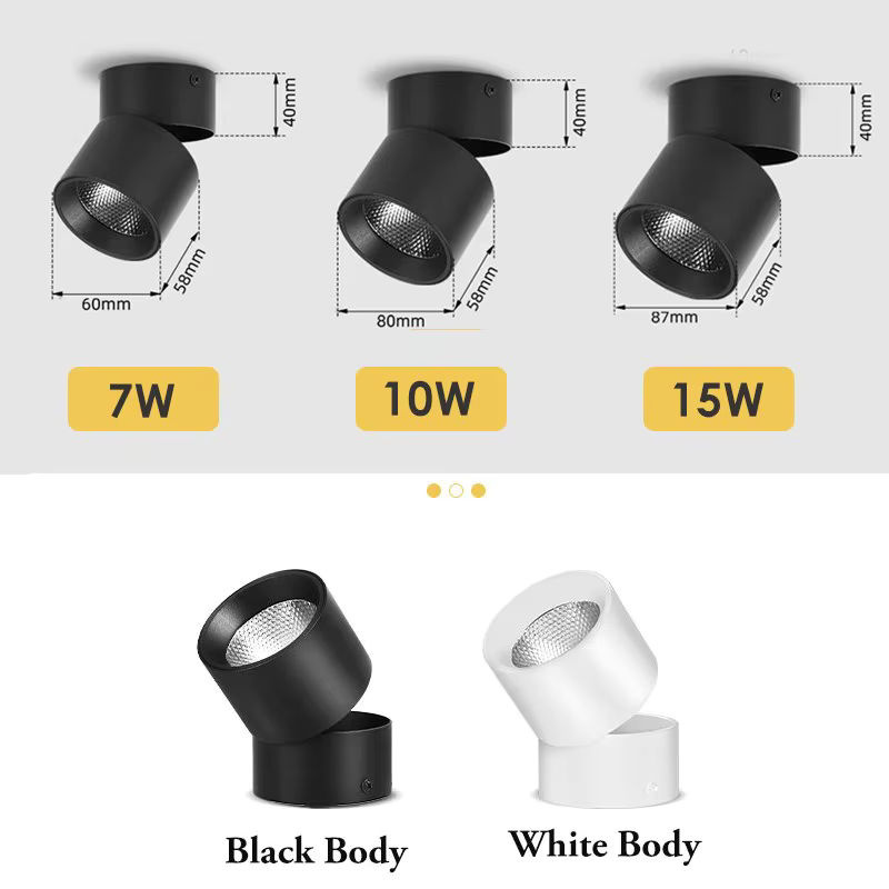 CANMEIJIA Faltbare LED-Deckenleuchte zur Aufputzmontage, verstellbares LED-Downlight für Küche und Heimdekoration, Weiß oder Schwarz - Bild 4