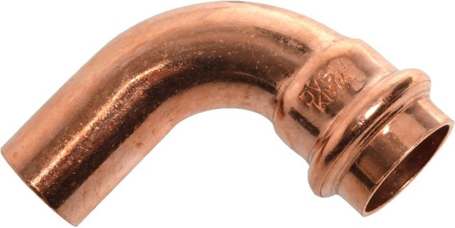 Kirchhoff CU-Bogen 90 Grad mit 1 Muffe Blank 15 mm 10 Stück aus Kupfer - Bild 1