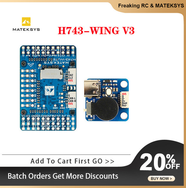 Mateksys H743-WING V3 Flight Controller FC mit Dual Kamera Eingang und integriertem OSD für RC FPV Starrflügel in Blau - Bild 1