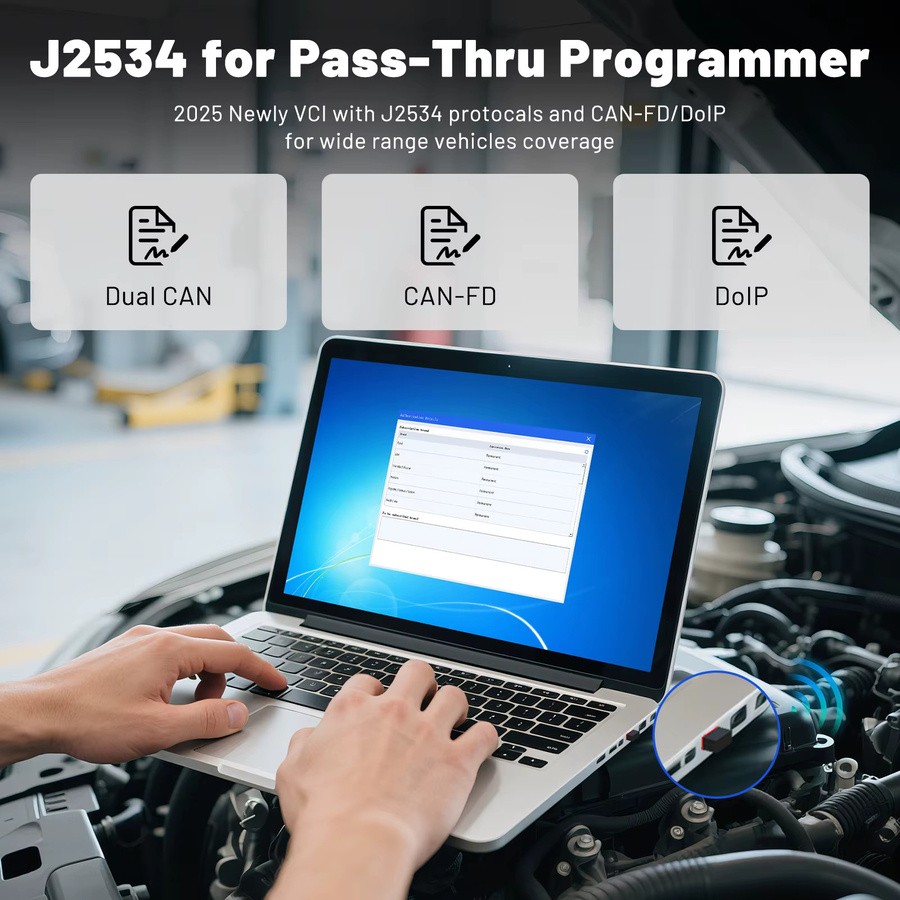 XTOOL XTS500 J2534 Passthru Programmierer Enhanced VCI in Schwarz mit CANFD und DoIP für OEM-Level ECU Programmierung und Autodiagnose kompatibel mit über 18 Fahrzeugmarken - Bild 3