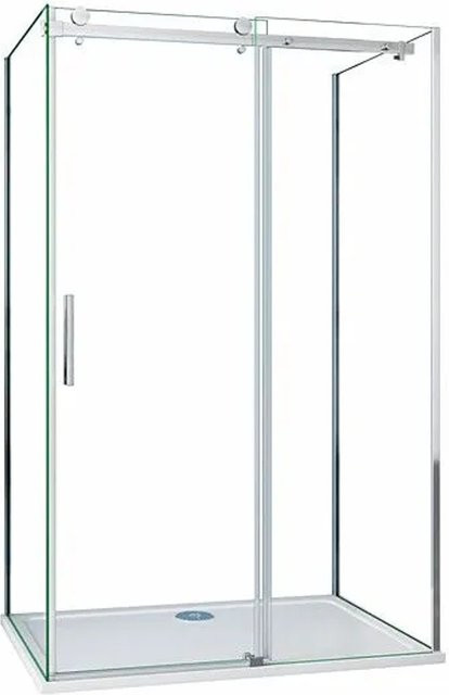 Duschparadies U-Form Duschkabine mit Schiebetür aus 6mm Nano Glas in Transparent/Clear, B/T: 125 x 80 cm, Höhe: 195 cm - Bild 1
