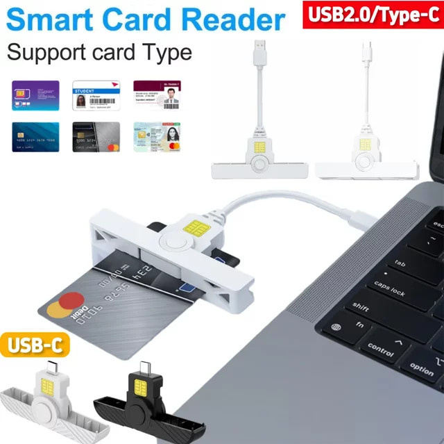 VODOOL Tragbarer Smartcard-Leser USB 2.0 Typ-C CAC-Kartenleser für Government ID in Weiß - Bild 1