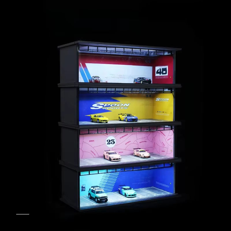 TM MoreArt 1:64 Modellauto Diorama mit LED-Beleuchtung und Malset für Automarken-Anzeigeszenen, mehrfarbig - Bild 3