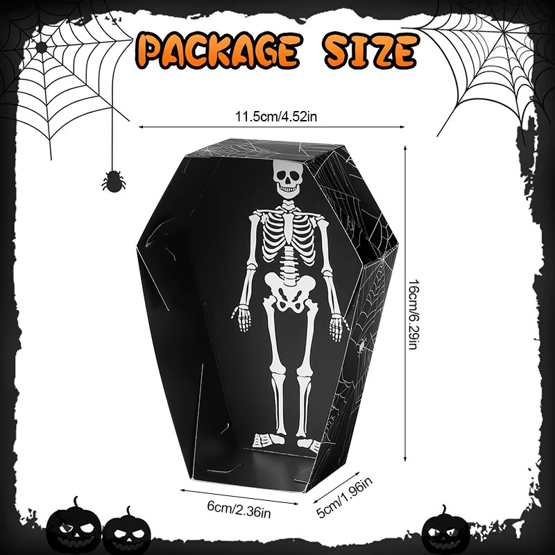 ZQNYCY Halloween Sarg Geschenkboxen aus Papier für Süßigkeiten und Snacks, Mehrfarbig, B/T/H: 16,0 x 12,0 x 11,5 cm - Bild 4