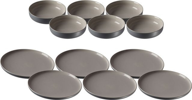 Ritzenhoff & Breker Teller- und Schalenset Jasper, 12er Set, Grau, Solid - Bild 1