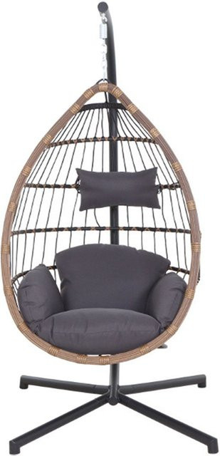 SIENA GARDEN Hängekorb Salerno Egg Chair in Schwarz mit Polsterkissen aus Polyester und Stahlgestell - Bild 1