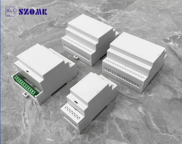 SZOMK SPS-Anschlussdose DIN-Schiene aus Kunststoff, Elektronikbox Projektgehäuse, Farbe: Weiß, B/T/H: 15,0 x 9,0 x 5,8 cm - Bild 1
