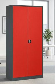 STIER Universalschrank Basic mit 4 Fachböden und Schloss, Anthrazitgrau Rot, B: 92 cm, T: 42 cm - Bild 1