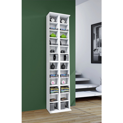 VCM Almera CD DVD Regal aus Holz in Weiß, H x B x T: 183 x 42 x 20 cm - Bild 4
