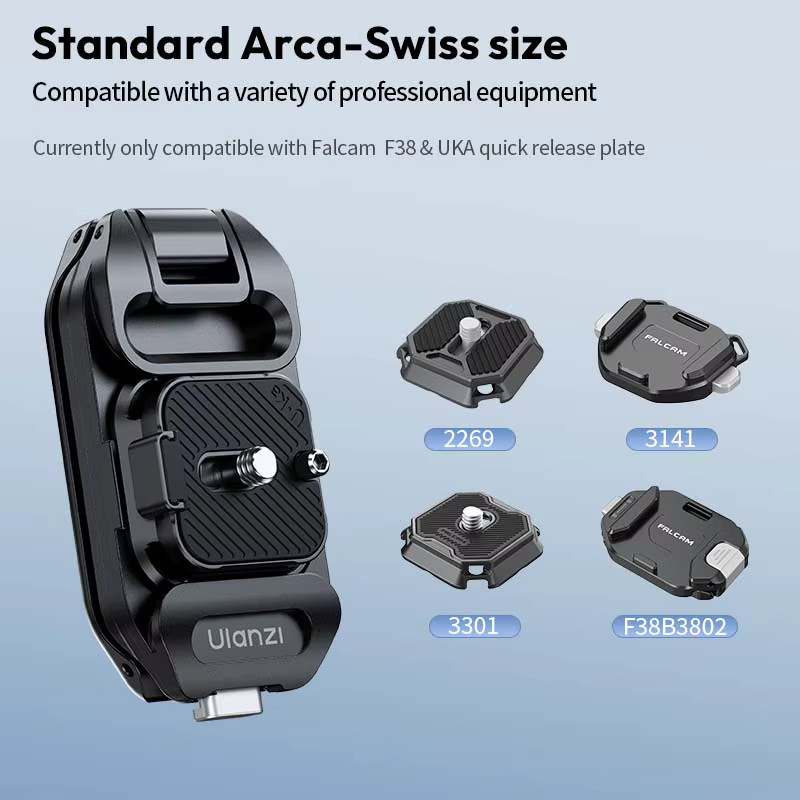 Ulanzi UKA07 Rucksack Kamera Clip Halterung Kit mit Quick Release Platte für Arca Swiss F38, Schwarz - Bild 5