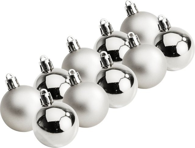 Othmar Decorations Weihnachtskugeln aus Kunststoff in Silber, 10 Stück, Durchmesser: 4,4 cm - Bild 1
