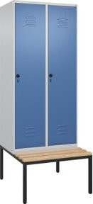 C+P Spind Classic PLUS Sitzbank mit 2 Abteilen, Buche-Hartholz, B/T/H: 212,0 x 80,0 x 81,5 cm - Bild 1