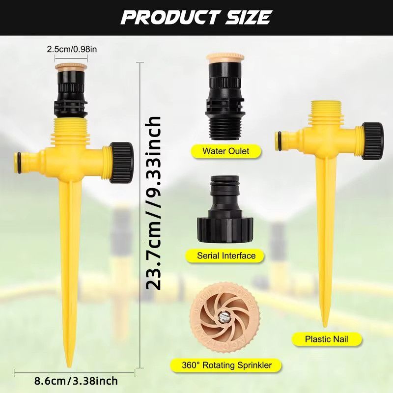 4er-Pack Gartensprinkler mit 360 Grad Drehung, einstellbare Wassersprüher aus Kunststoff zur Rasenbewässerung für Pflanzen und Gemüse inklusive Bodensteckern - Bild 3