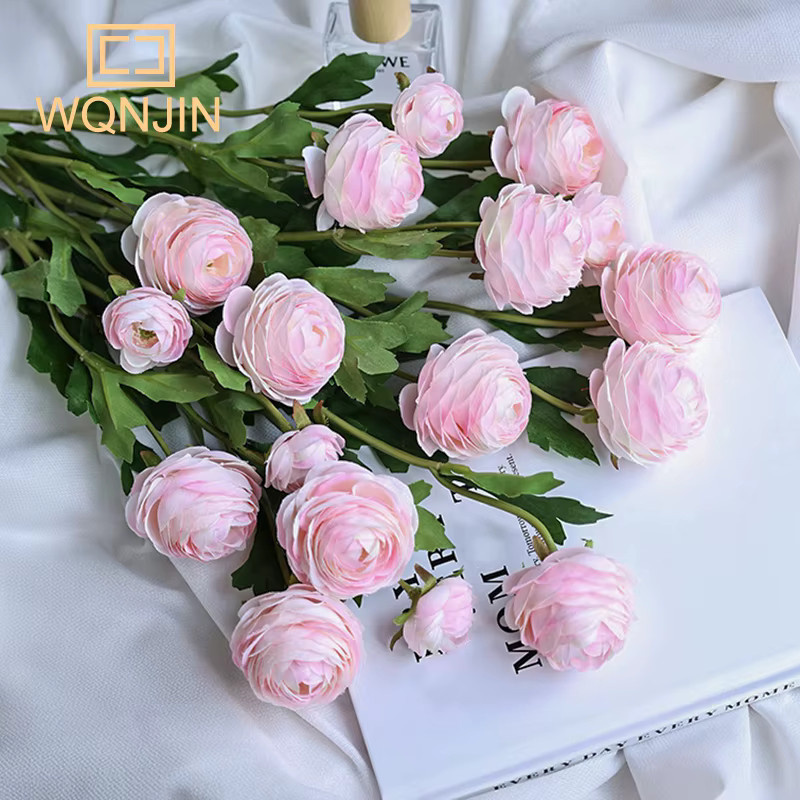 WQNJIN Künstlicher Pfingstrosen-Blumenstrauß im europäischen Stil, Pink, 3 Köpfe - Bild 3