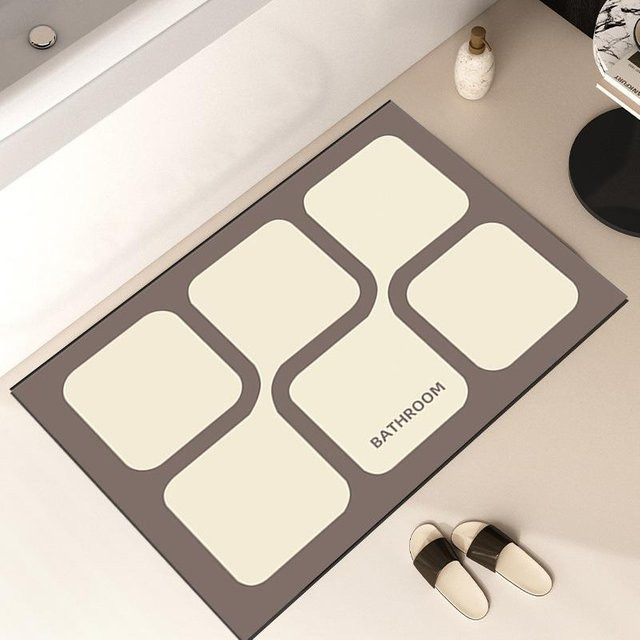 Saugfähige Diatomeenerde-Badematte Yiran Furniture in Beige mit floralem Design, rutschfest und schnelltrocknend, B/T: 60 x 40 cm - Bild 1