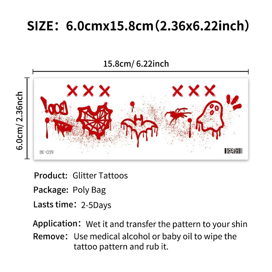 ROCOOART Temporäre Halloween-Tattoos, 6 Blatt, Damen - Bild 6