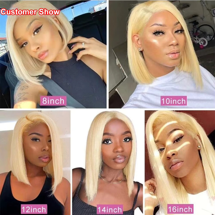 Linhua Blonde Bob-Perücke, Echthaar, 613, Lace-Frontal, Damen - Bild 3