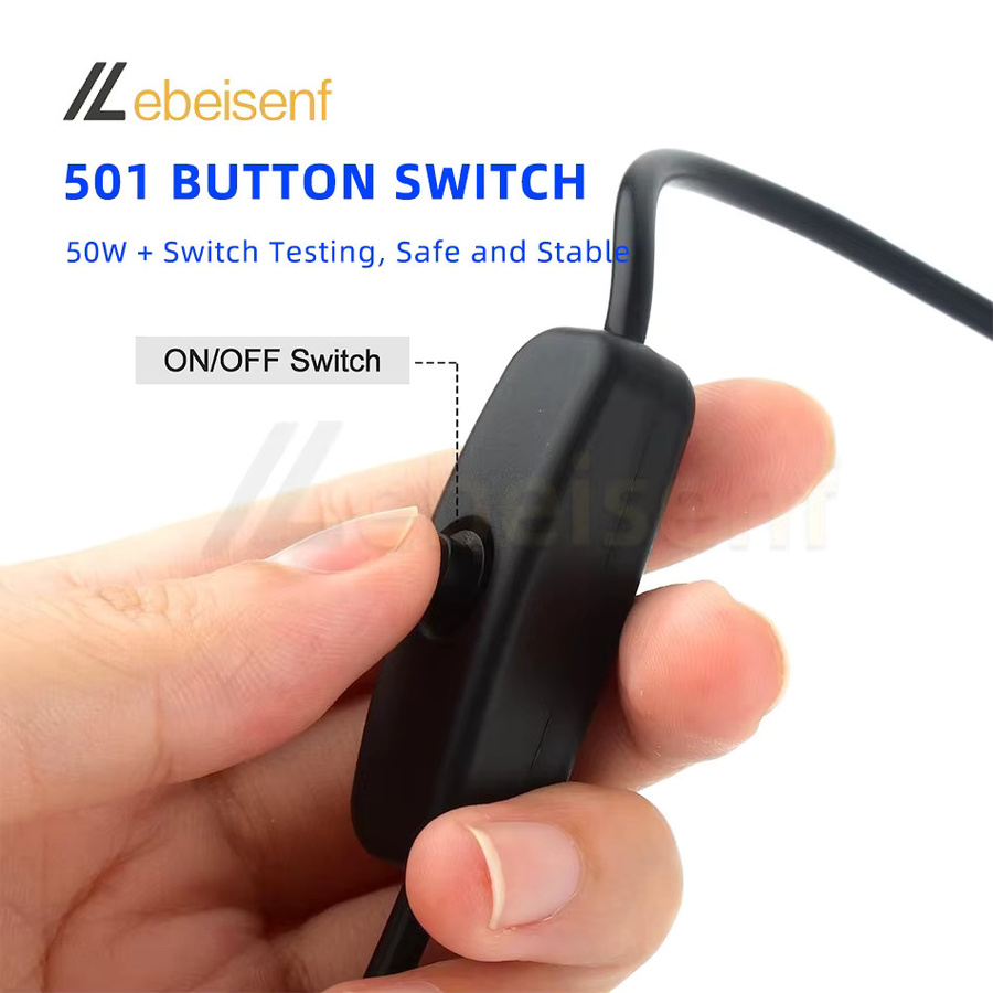 Lebeisenf USB auf 2-Kern Anschluss Kabel mit 5V Schalter für LED Streifen und Lampen, Schwarz, Länge: 1,5 m - Bild 3