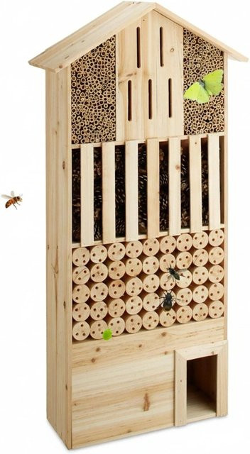 Relaxdays Insektenhotel aus Holz in Natur mit Igelhaus, B/T/H: 118 x 57 x 24 cm - Bild 1