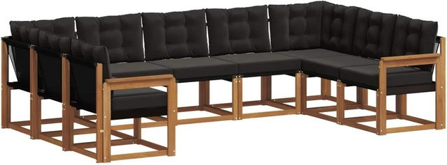 vidaXL Outdoor-Sofagarnitur aus Akazienholz in L-Form mit Textilene und Kissen, 29-teilig, Schwarz/Natur - Bild 1