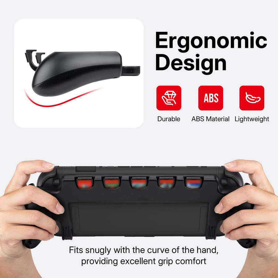 Ergonomische Anti-Rutsch-Schutzhülle für Nintendo Switch 2 mit Handgriff und Ständer in Schwarz - Bild 4