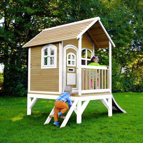 AXI Spielhaus Tom aus Hemlock- und Zypressenholz in Braun und Weiß mit Rutsche, B/T/H: 287 x 191 x 231 cm - Bild 2
