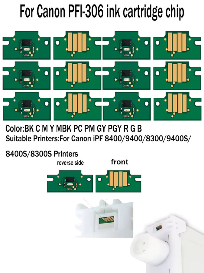 Canon PFI-306 Patronenchip für Tintenpatronen der iPF-Serie iPF8400 iPF9400 iPF8300 iPF9400S iPF8400S iPF8300S in Grün - Bild 2