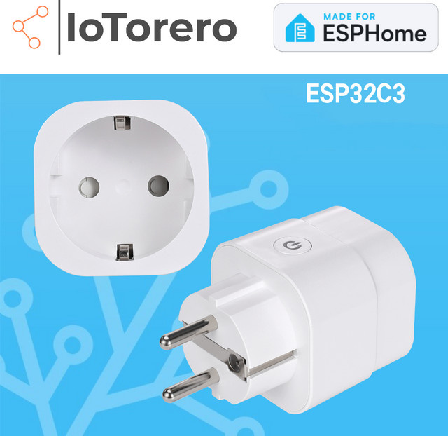 IoTorero Stromverbrauchsmessgerät für ESPHome ESP32C3 mit EU-Stecker, 16A, Weiß, kompatibel mit Home Assistant und Wi-Fi - Bild 1